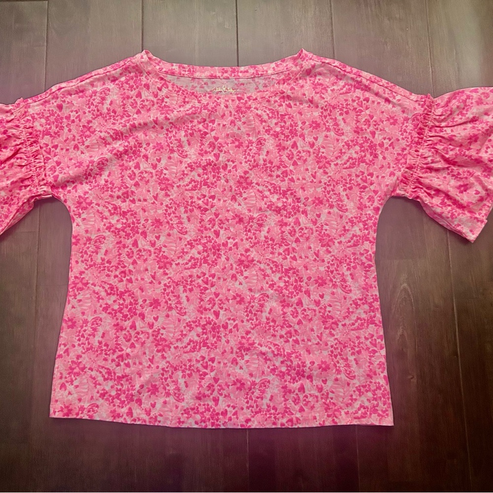 Lilly Pulitzer Pink Shandy Invest A Gator Top EUC
